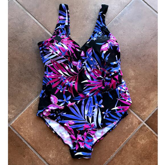 Swimsuits for All Tropical Print One Piece with Side Ruching size 16 - Picture 12 of 12